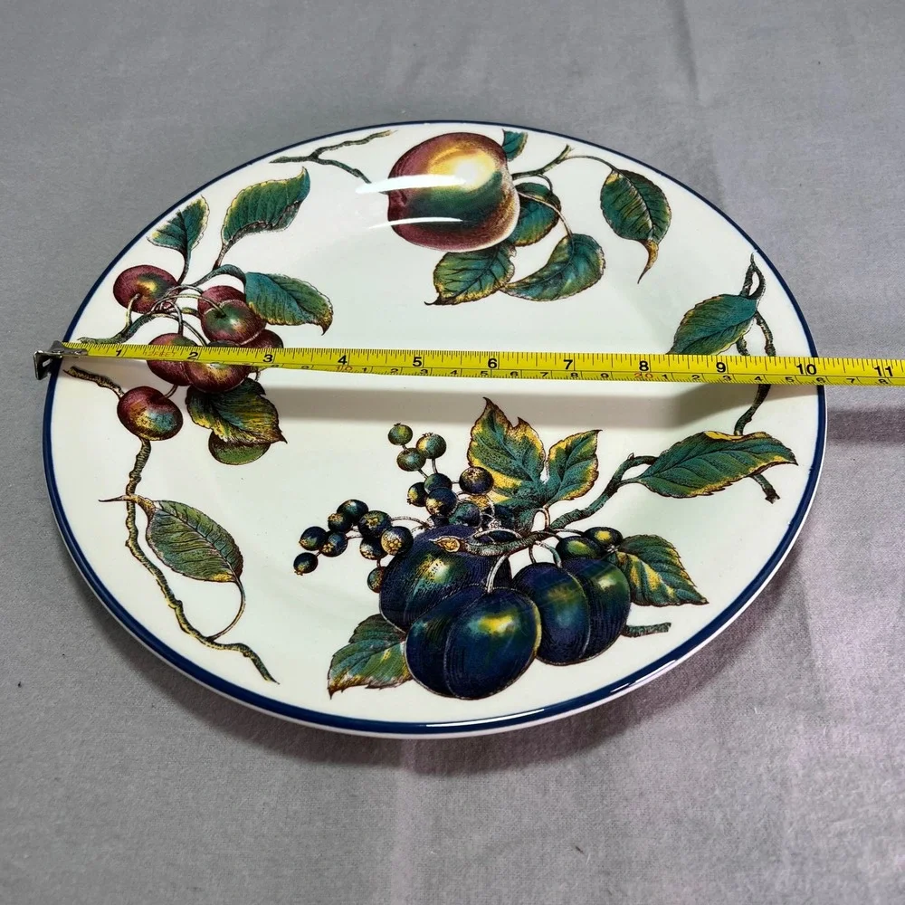 Pier 1 Macintosh Dinner Plates Set of 2 White Fruit Harvest Cottagecore 10.25in